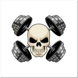 Skull Strength training Dumbbells Posters and Art